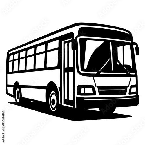 City Bus Icon Vector - Classic Symbol for Urban Commute and Public Transportation