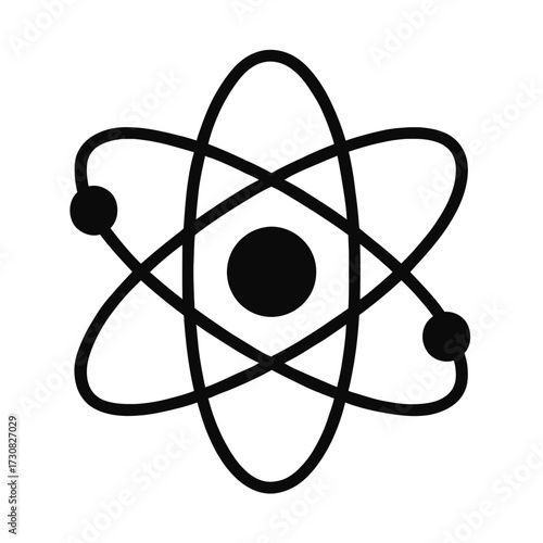 Classic Atom Symbol Icon Vector - Sign for Science and Physics