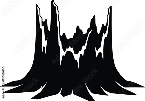 Vector Tree stump black and white graphic nature silhouette Illustrator