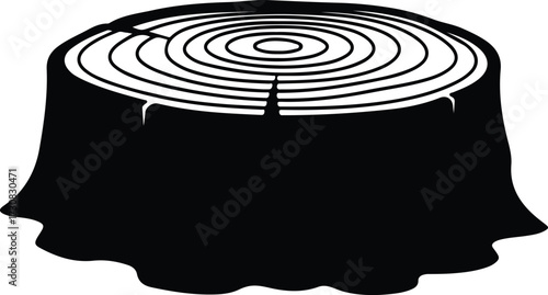 Vector Tree stump black and white silhouette Illustrator