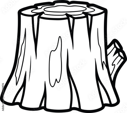 Vector Tree stump black and white nature landscape silhouette Illustrator