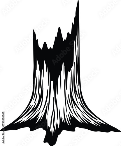Vector Tree stump remains jagged deforestation environmental silhouette Illustrator