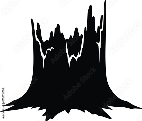Vector Tree stump silhouette after a tree was cut Illustrator