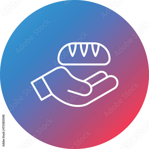 Bread Donation Line Gradient Circle Background Icon