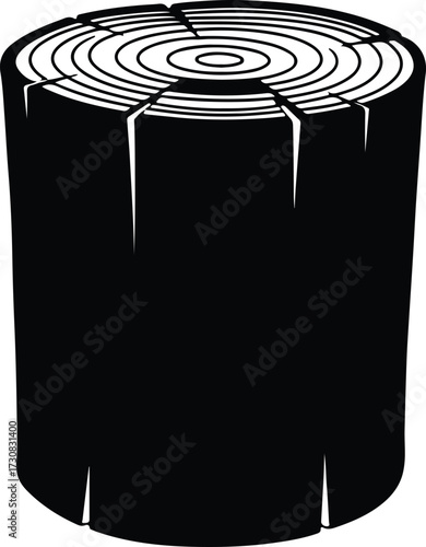 Vector Tree stump wooden log trunk detailed silhouette Illustrator