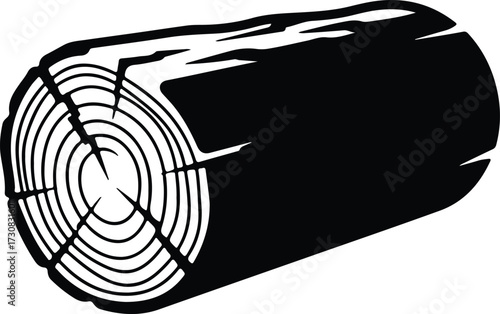 Vector Wood log slice cross section monochrome silhouette Illustrator