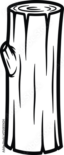 Vector Wood log stump in black and white silhouette Illustrator