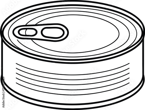 Metallic Can Close-Up: A close-up, line art illustration of a single metallic can, focusing on its clean design.