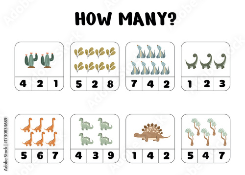 Dinosaur Math Worksheet – Count and Choose