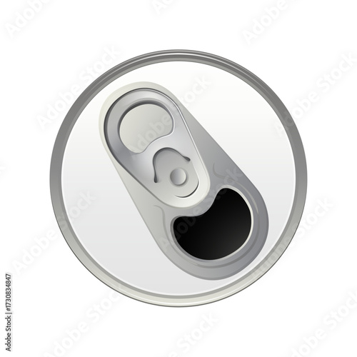 Top View Of A Refreshing Beverage Can With Tab Open Ready To Be Enjoyed Isolated On White