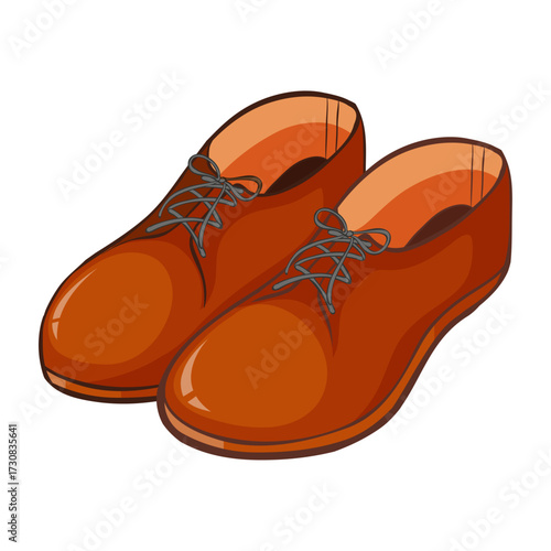 Pair of brown leather dress shoes with laces, classic footwear for men and formal occasions