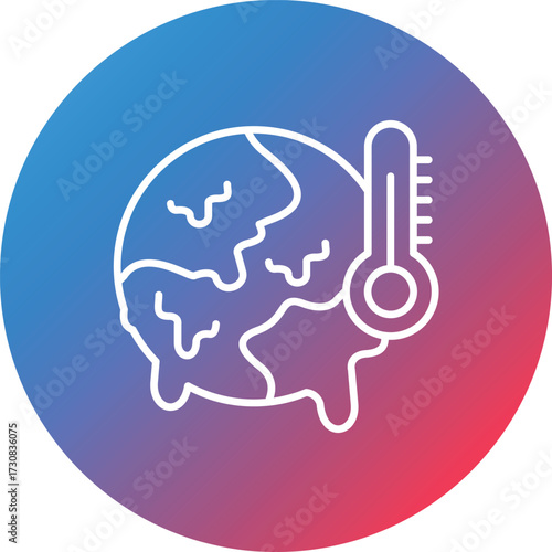 Global Warming Line Gradient Circle Background Icon