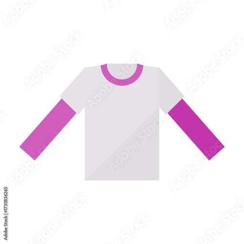 Simple plain long sleeve t-shirt with pink accents, isolated on white background, minimalist apparel concept