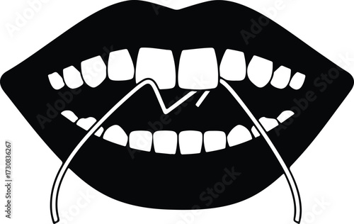 Illustrator Vector Flossing teeth mouth hygiene dental care silhouette