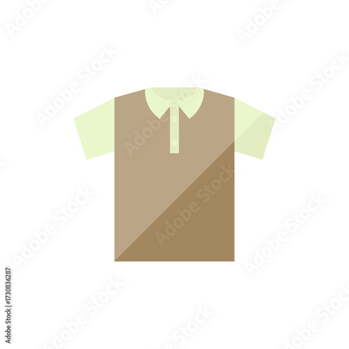 Flat design illustration of a polo shirt with a collar, perfect for casual wear and fashion concepts