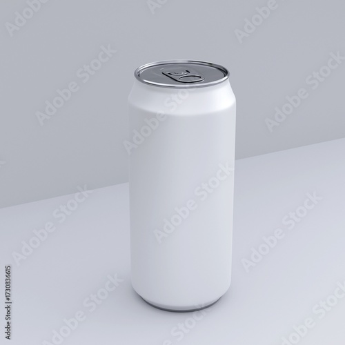 White Aluminum Can Mockup on Minimal Background for Beverage Branding