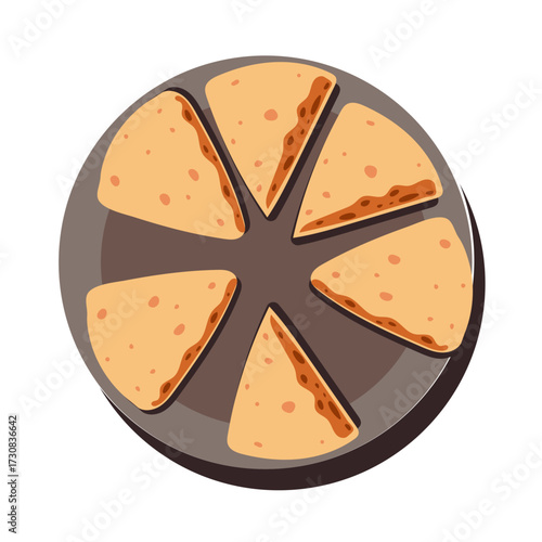 Flatbread Pizza Slices Arranged in a Circle on a Plate - Delicious Food Illustration