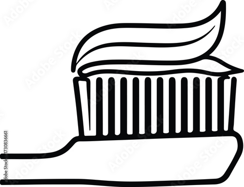 Illustrator Vector Toothbrush with toothpaste hygiene dental product silhouette