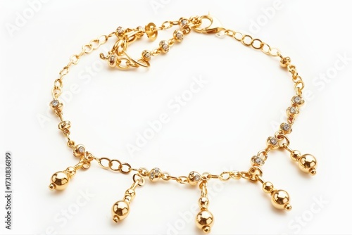 Wallpaper Mural Exquisite Gold Anklet with Dangle Charms and Sparkling Crystals Jewelry on transparent background Torontodigital.ca