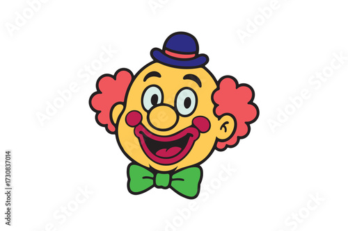 Funny Clown Face Cartoon Art white background.02