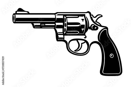 Classic Revolver Handgun Vector Icon - Firearm and Pistol Symbol