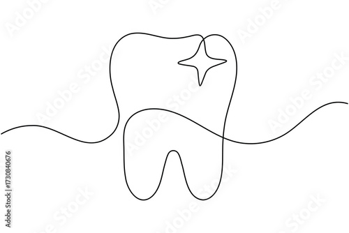 Human dental icon teeth continuous one line drawing minimalist smile healthy vector illustration 