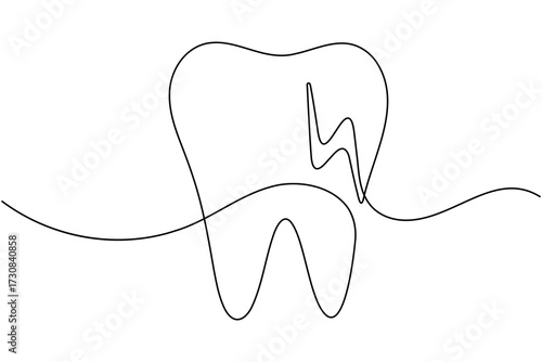 Human dental icon teeth continuous one line drawing minimalist smile healthy vector illustration 