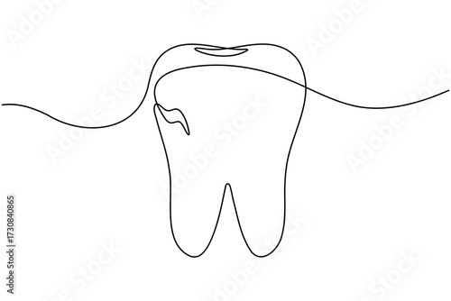Human dental icon teeth continuous one line drawing minimalist smile healthy vector illustration 