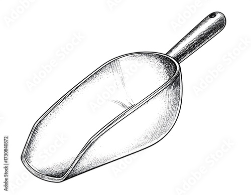 Hand-drawn metal scoop