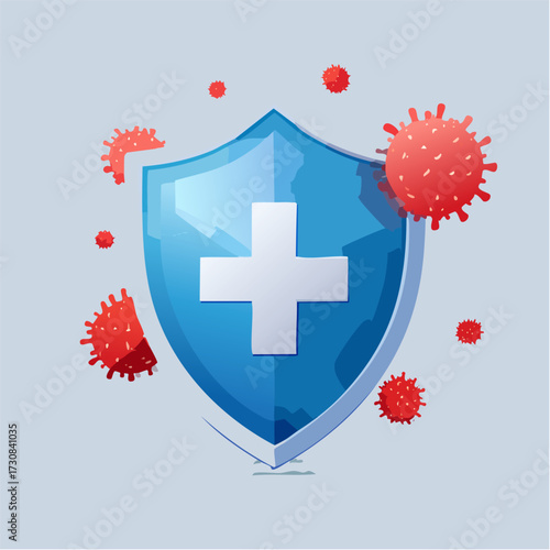 Tarcza immunologiczna chroniąca przed wirusami i bakteriami. Koncepcja silnego układu odpornościowego i ochrony zdrowia.