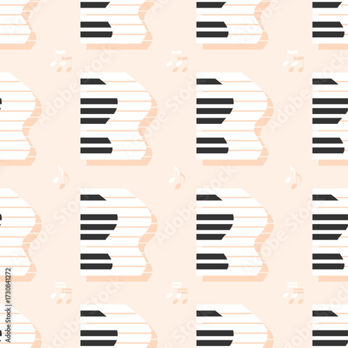 Seamless Pattern Abstract Elements Concert, Performance, Music Piano Keys Notes Vector Design Style Background Illustration Texture For Prints Textiles, Clothing, Gift Wrap, Wallpaper, Pastel