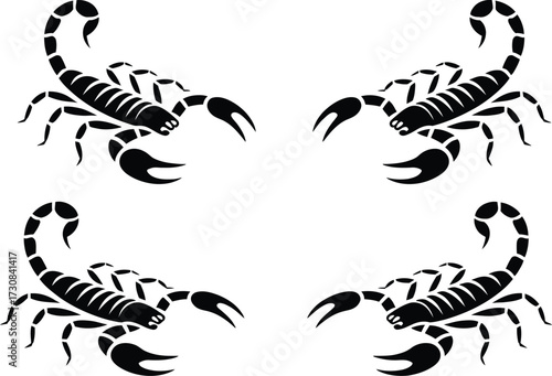 Black silhouette scorpion illustration vector design animal art background image