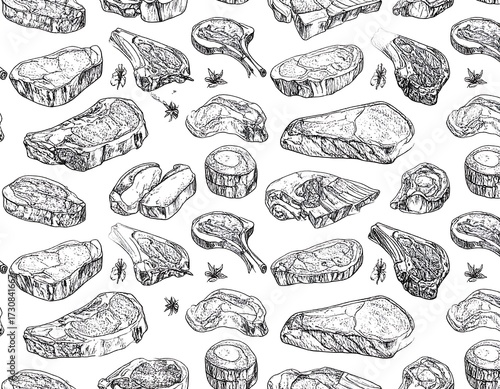 Hand-drawn meat pattern
