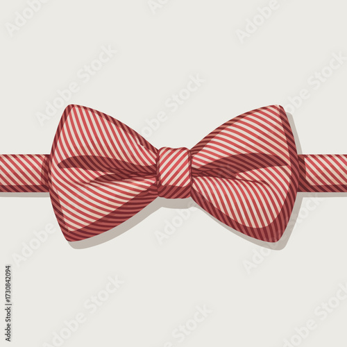 Stripped Bow Tie with Red and White Stripes on Plain Background for Fashion and Apparel Designs Mockups and Advertisements