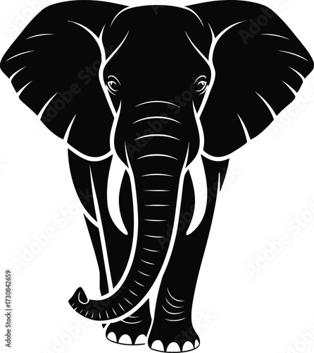 Elephant Silhouette Vector Wildlife Safari Animal Graphic EPS Illustration .