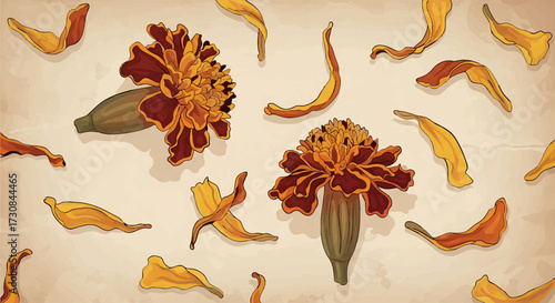Soft Earthy Composition with Faded Floral Accents