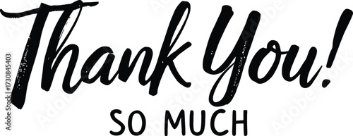 Thank You Typography Vector Featuring “Thank You! So Much” in Brushstroke Script and Sans Serif Text in Line Art Style