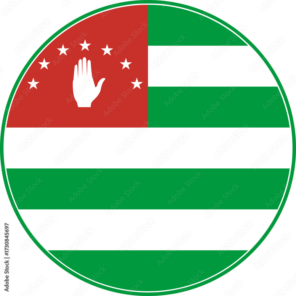 Fototapeta premium Abkhazia Circle Flag, Abkhazia Flag Icon