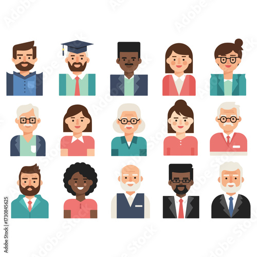 Diverse group of people portraits representing different professions.