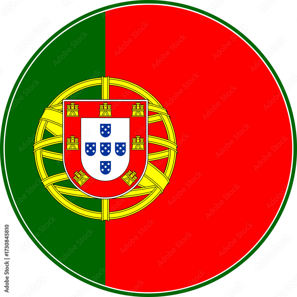 Obraz premium Portugal Circle Flag, Portugal Flag Icon