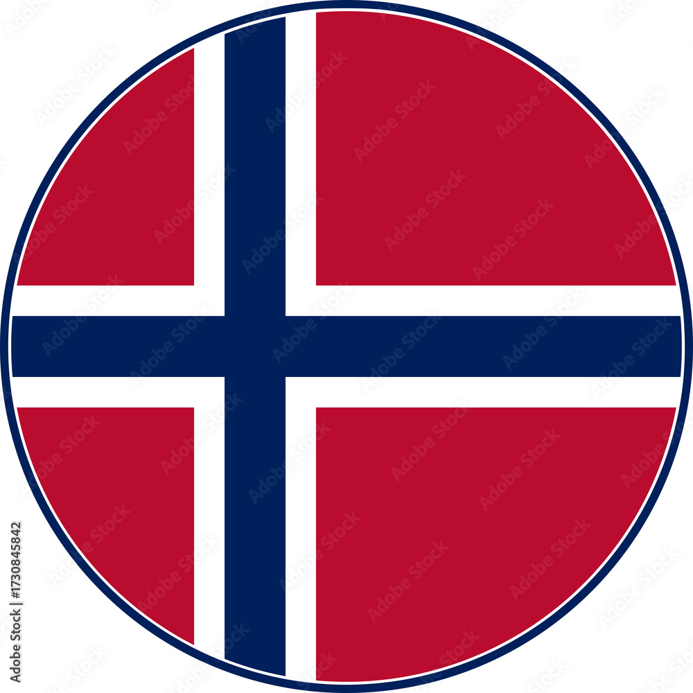 Naklejka premium Norway Circle Flag, Norway Flag Icon