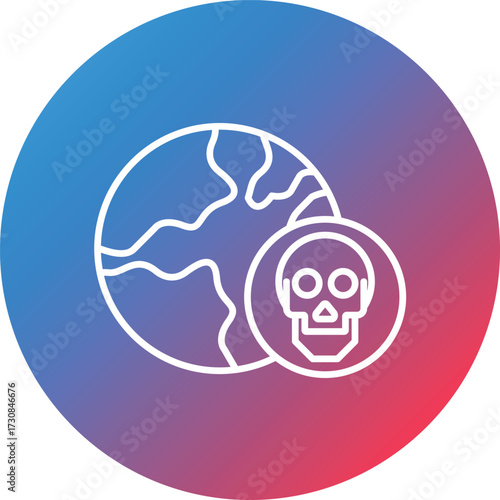 Earth Danger Line Gradient Circle Background Icon