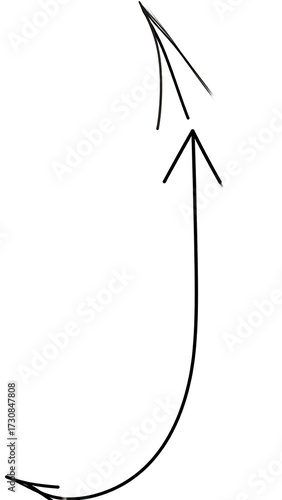 Hand-drawn upward curving arrow