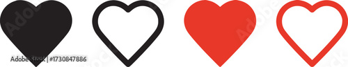 heart, shape, symbol, love, icon, black, red, outline, solid, filled, graphic, design, illustration, simple, clean, valentine, romance, emotion, data, set, collection, isolated, basic, form, graphic e