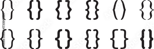 rounded, more, marks., different, description:, standard, programming, specifically, graphic, curves, illustration, presents, various, parentheses, design, background, styles, black, versions, this, m