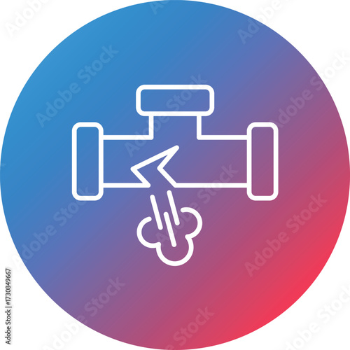 Gas Pipe Leak Line Gradient Circle Background Icon