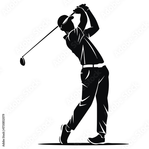Golfer in Action - Silhouette of a Golf Swing.