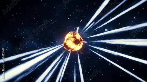 Cosmic Collision - A Fiery Asteroid Streaking Through Space.