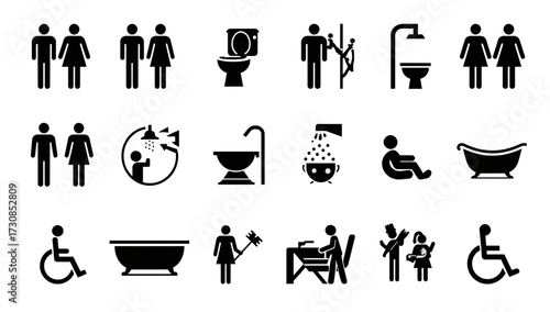 Bathroom And Restroom Sign Icons