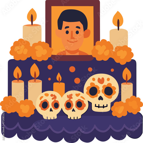 Day of the Dead, Dia de los Muertos, skeleton couple, skeleton musician, guitar player, dancing skeleton, Mexican holiday, folk celebration, traditional dress, sombrero hat, flower crown, marigold flo